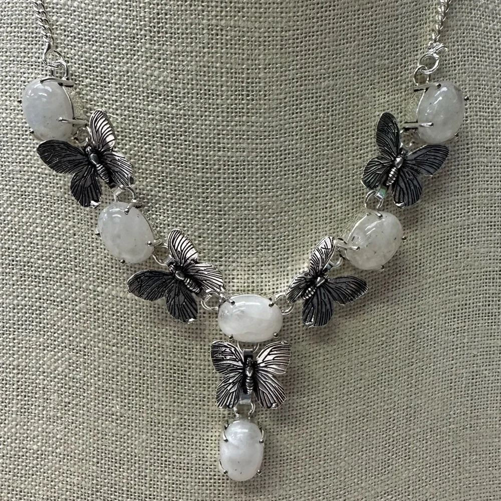 0116 Rainbow Moonstone Ethnic Handmade Necklace Silver Gemstone Jewelry - Picture 6 of 11